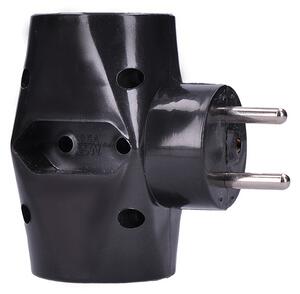 SOLIGHT Zásuvka rozbočovacia P92 IP20/230V/2x10A+1x2,5A, čierna