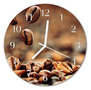 Nástenné sklenené hodiny Zrnková káva fi 30 cm