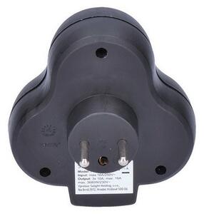 SOLIGHT Zásuvka rozbočovacia s vypínačom P99B 3x 230V/10A, čierna