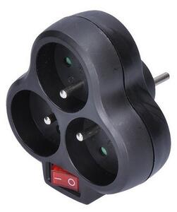 SOLIGHT Zásuvka rozbočovacia s vypínačom P99B 3x 230V/10A, čierna