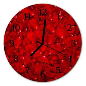 Nástenné sklenené hodiny Lístky ruží fi 30 cm