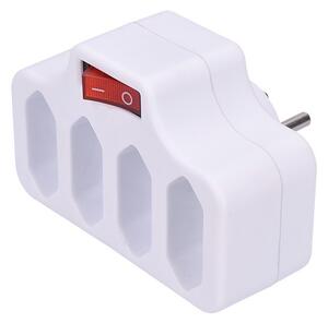 SOLIGHT Rozbočovač, 4 x 2,5A, biela, vypínač