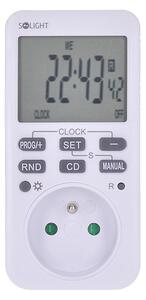 SOLIGHT Digitálny týždenný časový spínač 230V/16A, 10 režimov, veľký LCD, biely