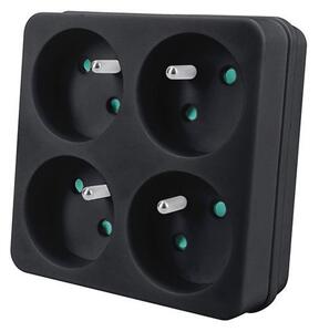 SOLIGHT Zásuvka rozbočovacia 4 x 10A, čierna