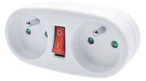 SOLIGHT Zásuvka rozbočovacia 2 x 10A, biela, vypínač