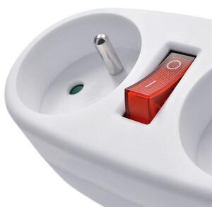 SOLIGHT Zásuvka rozbočovacia 2 x 10A, biela, vypínač