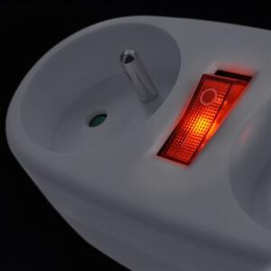SOLIGHT Zásuvka rozbočovacia 2 x 10A, biela, vypínač