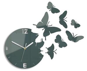 ModernClock 3D nalepovacie hodiny Butterfly tmavosivé