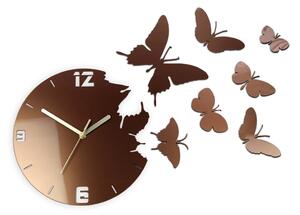 ModernClock 3D nalepovacie hodiny Butterflies medené