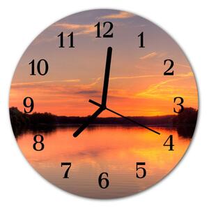 Nástenné sklenené hodiny Západ slnka fi 30 cm