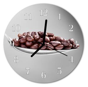 Nástenné sklenené hodiny Kávová lyžička fi 30 cm