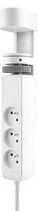 SOLIGHT 3z + USB A+C prenosné stolné zásuvky, 2m, biela, USB rýchlonabíjačka 20W PD