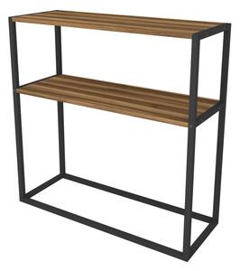 Kovový regál VALLO, čierna/orech