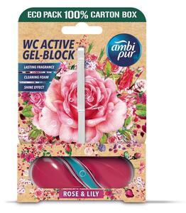 Ambipur WC Active gél-blok ruža & ľalia 45 g