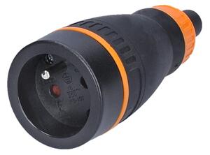 SOLIGHT Zásuvka do vlhka, priama, IP40, čierna-oranžová