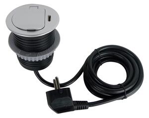 SOLIGHT 1z + USB-C 20W PD vstavaná zásuvka, 2m, strieborná