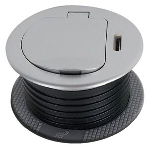 SOLIGHT 1z + USB-C 20W PD vstavaná zásuvka, 2m, strieborná