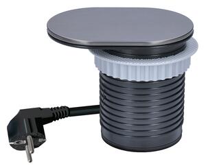 SOLIGHT 1z + USB A + C 20W PD vstavaná zásuvka s posuvným viečkom, 2m, strieborná