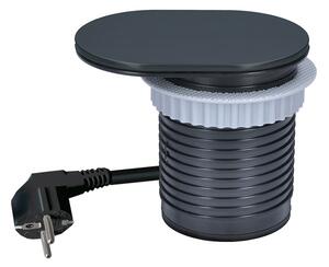 SOLIGHT 1z + USB A + C 20W PD vstavaná zásuvka s posuvným viečkom, 2m, matná čierna