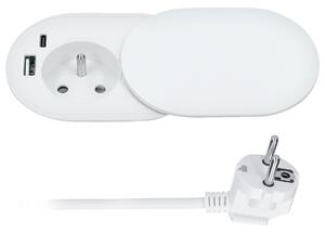 SOLIGHT Vstavaná zásuvka s posuvným viečkom, USB A + C 20W PD, 2m, matná biela