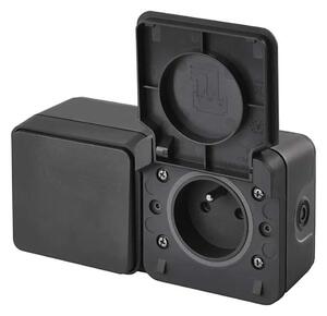 Spínač domový striedavý so zásuvkou 250V/16A IP55