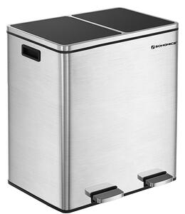 SONGMICS Odpadkový kôš s vekom JORDAN 2x30 l strieborný