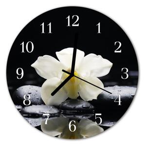 Nástenné sklenené hodiny Kamene orchidey fi 30 cm