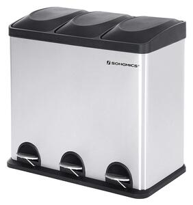 SONGMICS Odpadkový kôš 3 x 18 l strieborno-čierny