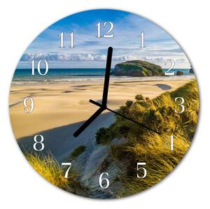 Nástenné sklenené hodiny Pláž fi 30 cm