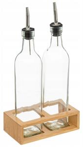 Fľaše na olej a ocot v bambusovom stojane GUSTO, 2x 480 ml