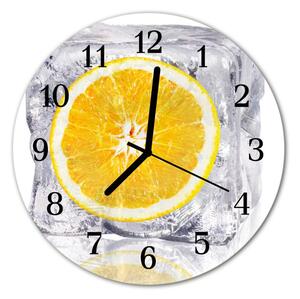 Nástenné sklenené hodiny Oranžová zmrzlina fi 30 cm