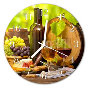 Nástenné sklenené hodiny Hrozno pre víno fi 30 cm