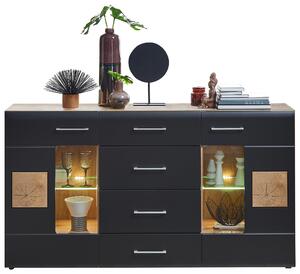 ŠIROKÁ KOMODA, čierna, farba duba, 170/93/40 cm Hom`in - Obývacie zostavy