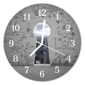 Nástenné sklenené hodiny Kľúčová dierka fi 30 cm