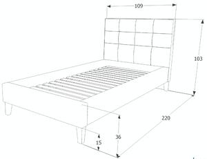 Sivá čalúnená postel TEXAS 90 x 200 cm