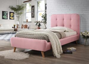 Ružová čalúnená postel TIFFANY 90 x 200 cm