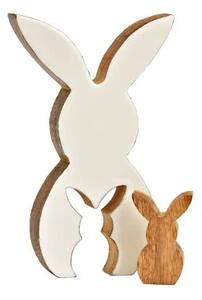 Drevený veľkonočný zajko HOPPYDUO sada 2 ks, 20 cm, biely