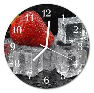 Nástenné sklenené hodiny Jahodová zmrzlina fi 30 cm