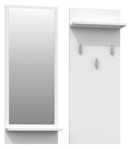 Topeshop Vešiaková stena so zrkadlom - RIVA - biela matná
