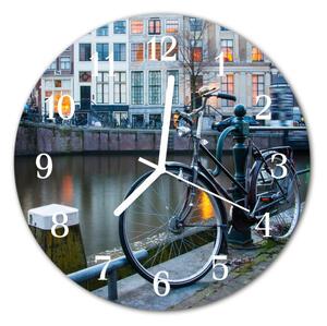 Nástenné sklenené hodiny Kolo fi 30 cm