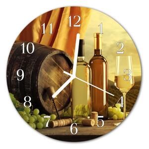 Nástenné sklenené hodiny Farba vína fi 30 cm