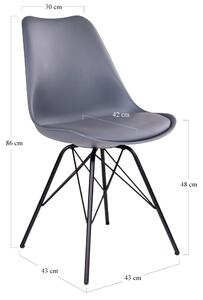 Šedá Jedálenská stolička Oslo 55 × 48 × 86 cm HOUSE NORDIC
