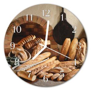 Sklenené hodiny okrúhle Chlieb fi 30 cm