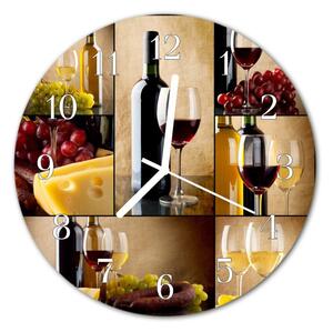 Sklenené hodiny okrúhle Fľaša vína fi 30 cm