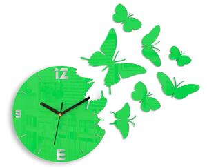 ModernClock 3D nalepovacie hodiny Butterflies zelené