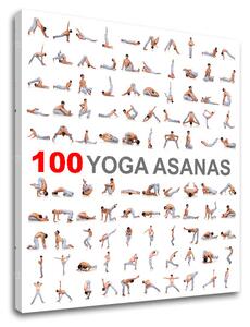 Motivačný obraz na stenu 100 Yoga asanas (obrazy s textom)