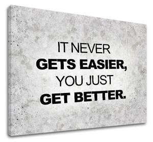 Motivačný obraz na stenu Its never gets easier (obrazy s textom)