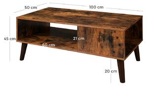 Hnedý Drevený konferenčný stolík 45 × 100 × 50 cm VASAGLE