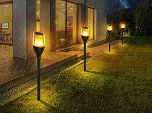 BERGE 12x Solárna LED lampášová tyčinka s plameňom 65 cm, silný PREMIUM