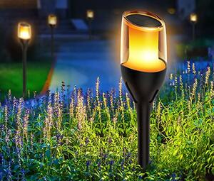BERGE 12x Solárna LED lampášová tyčinka s plameňom 65 cm, silný PREMIUM